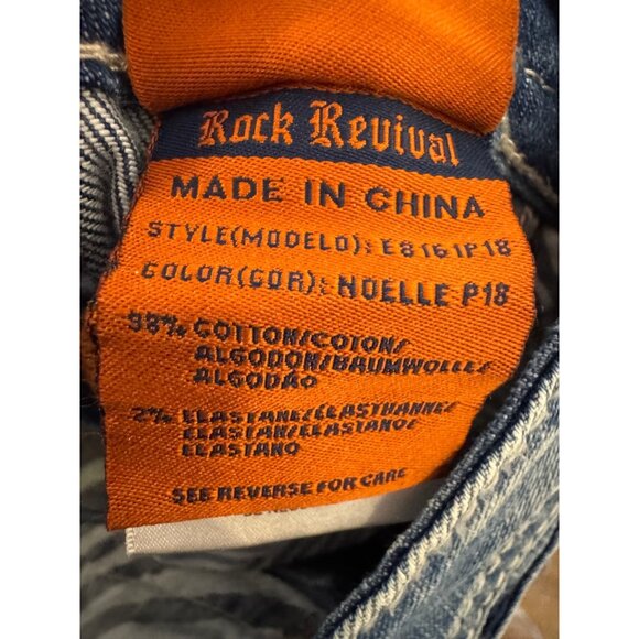 Rock Revival Noelle Capri Women Size 32 Blue Denim Embellished Jeans Stretchy Sl - Picture 4 of 8